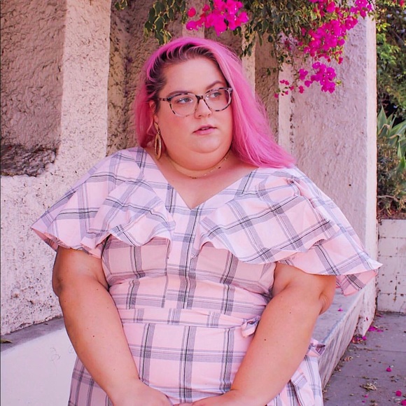 Eloquii pink plaid dress - size 28 - Picture 3 of 4